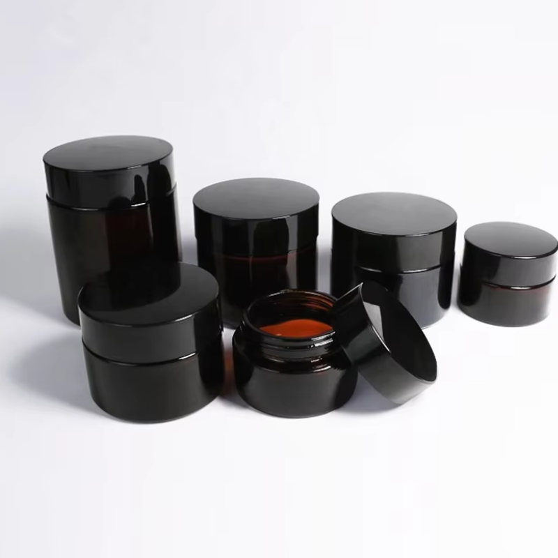 Amber Glass Cosmetic Jars 