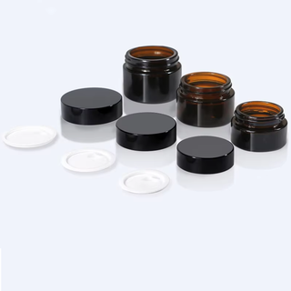 30g UV-Protective Amber Glass Cosmetic Jars with Airtight Lids – Luxury Straight Sided Glass Packaging for Creams, Salves, and Skincare Formulations