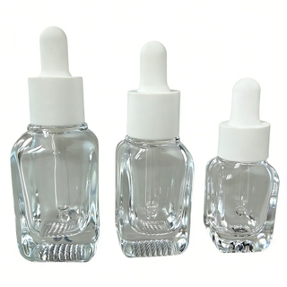 Premium Square Glass Dropper Bottle with Anti-Slip Grid Base - 10ml 20ml 30ml Essential Oil & Serum Packaging for High-End Skincare Brands