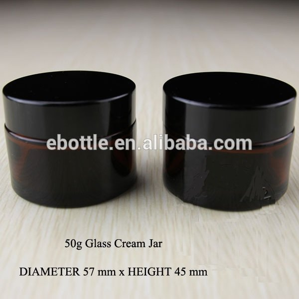 50g Glass cosmetic jar Amber color.