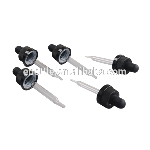 18/400 Thin Ribbed Child Resistant caps with straight glass pipette Boston Rounds droppers and silicon,TPE,Butyl,NBR bulb.