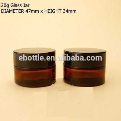 20g Glass cosmetic jar Amber color.