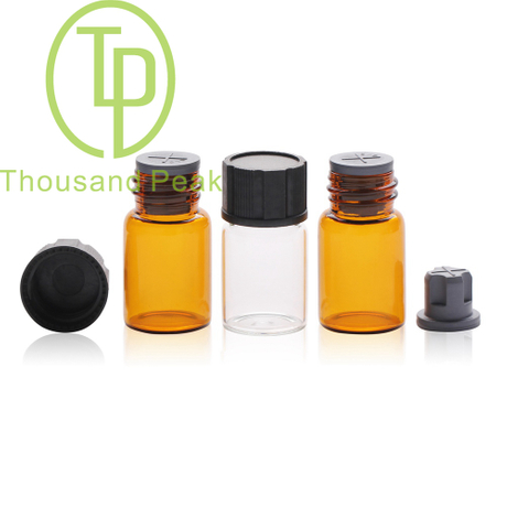 TP-1-099 7ml clear glass vials,glass bottles with black ,red cap