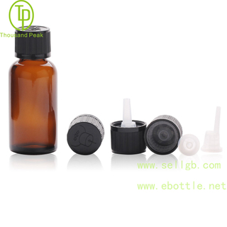 TP-2-62 glass bottle with Black child resistant tamper evident cap and orifice reducer