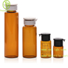 Amber glass essential oil bottles with tamper evident flip off caps in various sizes